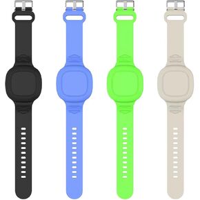 4 Packs Waterproof Bracelet for Tile Mate 2022 Kids, Soft Silicone Wristband Holder Full Case Cover Compatible with Tile Mate (Black+Blue+Green+Beige)