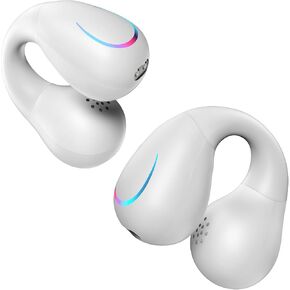 Open Ear Headphones Clip On Earbuds Bluetooth 5.3 Wireless Earphones with LED Power Display Charging Case IPX7 Waterproof Sports Bone Conduction Earbuds for Workout Driving Walking