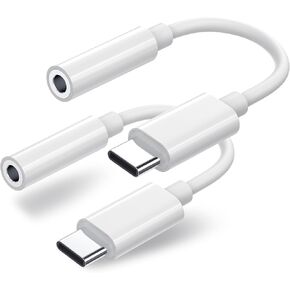 2 Pack USB C to 3.5mm Headphone Jack Adapter, USB C to Aux Audio Dongle Cable Cord Compatible with iPhone 16/15 Pro/15 Pro Max, iPad Pro, MacBook, Samsung S24/S23/S22/S21, Pixel