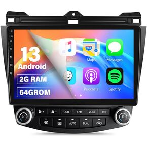 2G+64G Android Car Stereo Radio for Honda Accord 2003-2007 Wireless Apple Carplay Android Auto 10.1 Inch Touch Screen in-Dash GPS Navigation, Bluetooth, HiFi Audio, WiFi, USB, AHD Backup Camera&Mic