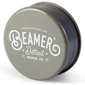Beamer Detroit Logo 3-Piece 63mm Acrylic Grinder - Opaque Gray Color + Beamer Smoke Sticker, Htg649q