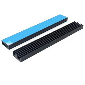4Pcs 14mm Aluminum Heatsink with Thermal Conductive Adhesive Tape 100 x 14 x 6mm Heat Sink Strip Radiator Cooler Cooling Fin for Cooler Electronics LED CPU Memory Chip, Black
