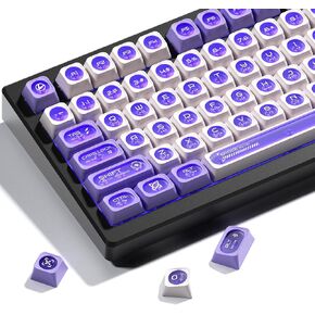 XVX Keycaps,New MAX Profile Shine Through Translucent Keycaps 75 Percent,Cat Eye Custom Keycaps,PC Jelly Keycaps for Mechanical Keyboards (136keys,only keycaps)-Green & White