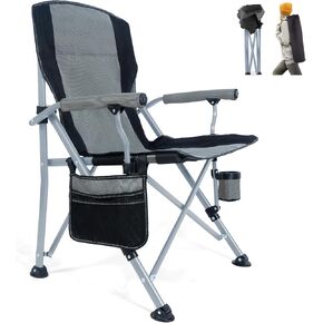 Heated Folding Camping Chair Portable for Outdoor Sports, Fully Padded Heated Lawn Chair Support 400lbs, Collapsible Heated Camp Chair with 3 Heat Levels for Outside, Gray(2 Battery Pack Required)