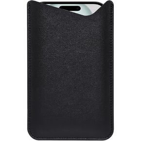 Leather Cell Phone Holster, Cell Phone Pouch Holder Men, 6.9" Universal PU Leather Phone Sleeve Wallet Thin Phone Bag Holster Carrying Phone Pouches Cover for iPhone 16 Pro Max 14 Plus S24Ultra, Black