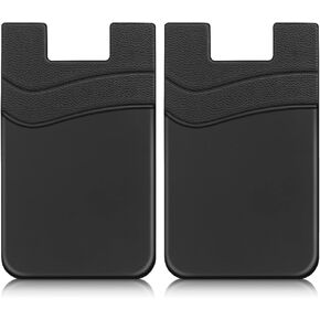 SS Card Holder for Back of Phone, Silicone Phone Wallet Sleeve Pocket Stick on ID Credit Card for All Smartphones