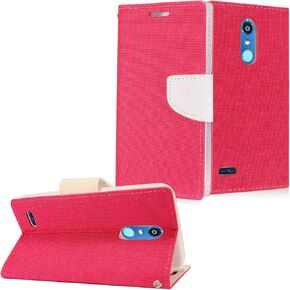 Z-GEN - Compatible with LG K30, Xpression Plus, Harmony 2, Premier Pro LTE - Denim Wallet Phone Case - CT5 White/Pink