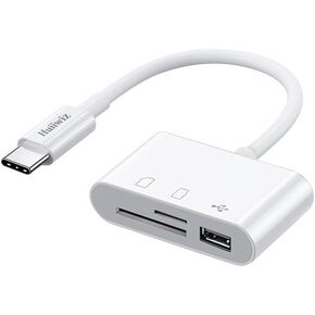 USB-C to SD/microSD Card Reader with USB Port. Compatible with iPhone iPad iMac, Android Devices, and More. Portable Card Reader Solution.