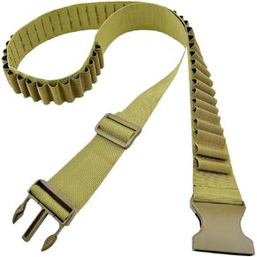50 Rounds Ammo Belt, Bullet Belt Men Cartridge Belt, Rifle Pistol Shell Holder, Adjustable Tactical Ammunition Belt Hunting Shooting for .44 .45 30-06 45-70 .308 .300 7.62x54 .338 (Khaki)