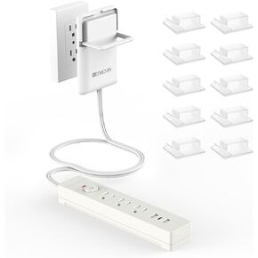 6FT Ultra Flat Plug Dual Extension Cord with 6 Outlets, Ultra-Thin Outlet Cover Power Bar, Outlet Concealer Universal Size Flat Plug Power Strip, Child & Pet Safe, 1625W, Black