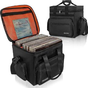 BQKOZFIN Vinyl Record Carrying Bag Travel Storage Case for Vinyl Albums Holds up to 60+ LP Records