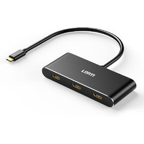 USB C to 3 HDMI Splitter MST Hub 3 Ports Single 4K 144Hz Triple 4K@60Hz DP Alt 1.4 Splitter Monitor HDMI Splitter Extended Mode Support HDMI Extension (Windows Only)