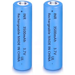 2 Pack 3.7 Volt 18650 Rechargeable Battery High Capacity 3500mAh Genuine18650 Battery Button Top Battery for Flashlight, Doorbells, Headlamps & More (Blue)…