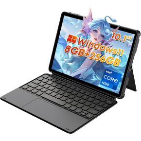 CHUWI 2 in 1 Touchscreen Tablet 10.1", Hi10 X1 Windows 11 Tablet with Keyboard, Intel N100(up to 3.4GHz), 8GB LPDDR5 RAM 256GB SSD, WiFi 6,Bluetooth 5.2, Dual Camera,1280X800 HD IPS,HDMI,Type C,USB3.2