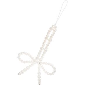 Pearl Bow Knot Phone Charm Strap, Pearl Beaded Phone Pendant for Women Cute Keychain Lanyard Charms for Phone Case Stationery Decoration Charm Y2k Aesthetic Accessorie String for Backpack Camera Purse