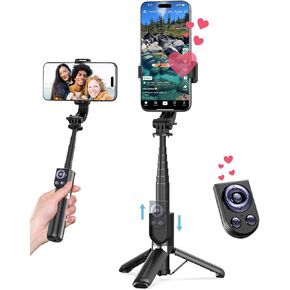 Phone Stand with Remote Control Scrolling for TikTok, 32" Tripod for iPhone with Page Turner, Aluminum Selfie Stick for iPhone/iPad/TikTok Vlog Video Recording