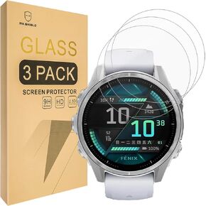 Mr.Shield Screen Protector compatible with Garmin Fenix 8 [43mm] (AMOLED/SAPPHIRE) [Tempered Glass] [3-PACK] [Japan Glass with 9H Hardness]