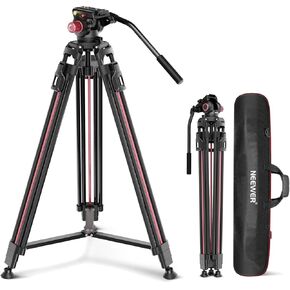 NEEWER 79"/2m Video Camera Tripod with Fluid Head, One Step Quick Release Aluminum Heavy Duty Tripod Stand with QR Plate Compatible with Canon Nikon Sony DSLR Camera Camcorder, Max Load 17.6lb, LL38