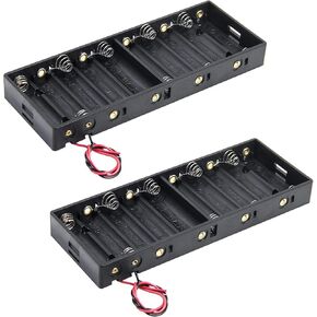 10AA Battery Case Holder, 10 x1.5V 10AA DIY Battery Storage Boxes, AA 10 Bay Cell Battery Holder, 10 Slots in Parallel Black Plastic Batteries Case