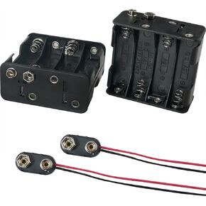 MEETOOT 2PCS 5th 8 Section Thickened Battery Holder with Switch and Wire 8xAA 12V PP Material Back to Back Battery Box with 9V Snap for Toys Electronic DIY, Remote Controllers Lighting Sources