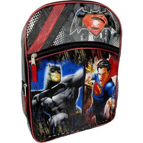 Warner Brothers Boys' Batman Vs. Superman Backpack Bundle, GREY/BLACK, 16" X 12" X 5"