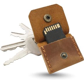 Jack&Chris Leather SD Card Case Holder Organizer Keychain Guitar Pick Holder Handmade