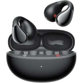 truefree B1 Open Ear Headphones Wireless Earbuds Bluetooth 5.4 Earphones, Ultra Comfort Clip On Earbuds with Spatial Audio, Stable Fit, 25H Playtime, Multipoint Connection, App Control, Workout Black