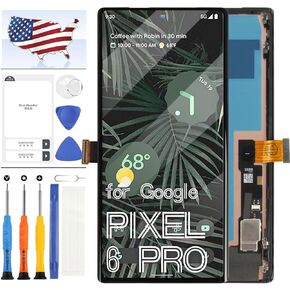 OLED for Google Pixel 6 Pro Screen Replacement with Frame for Google Pixel 6 Pro 5G LCD Screen Pixel 6Pro GLUOG G8VOU Display Touch Screen Digitizer Assembly 6.7inch Repair Kit Black