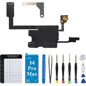 for iPhone 14 Pro Max Earpiece Ear Speaker Flex Cable Replacement for iPhone 14promax Proximity Sensor Flex Cable with Full Repair Fix Tools Kit Magnetic Pad for A2651 A2893 A2894 A2895 A2896