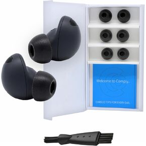 Comply Foam New TrueGrip Premium Memory Foam Ear Tips for Samsung Galaxy Buds2 Pro, Assorted S, M, L, Black, 3 Pairs, Superior Noise Isolation, Increased Comfort, Secure Fit, with Cleaning Tool