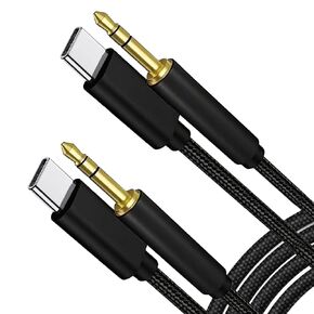 SheraF USB C to 3.5mm Audio Aux Jack Cable 2-Pack, Type C to 3.5mm Headphone Car Stereo Cord for iPhone 15 16 Pro Max, Samsung Galaxy S23 S22 S21 S20+ Note 20, Google Pixel 3 4 5 XL
