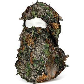 Geyoga Hunting Face Mask Turkey Leafy Camo Face Mask 3D Mesh Camouflage Hunting Mask Lightweight Face Cover Hunting Gear(Brown Green,Reed Leaf)