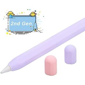 Antetek Compatible with Apple Pencil 2nd Generation Case for iPencil, Light Pen Skin Case Cover Soft Protective iPad Pencil Grip Holder with 2 Pen caps Thin Case Silicone Anti-Scratching Case (Purple)