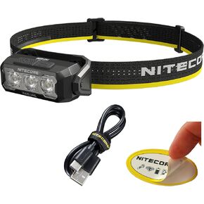 Nitecore HA15 UHE 400 Lumen Headlamp, with USB-C Rechargeable Battery, Compatible with 1xAA Battery with White and Red Beams for Night Running, Camping, Outdoor Uses (Rechargeable)