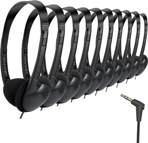Kids Headphones Bulk 12 Pack for School Classroom,Wholeslae Wired Durable Earphones Class Set for Students Children Toddler Teens Boys Girls and Adult(FM101 Black) in Saudi Arabia