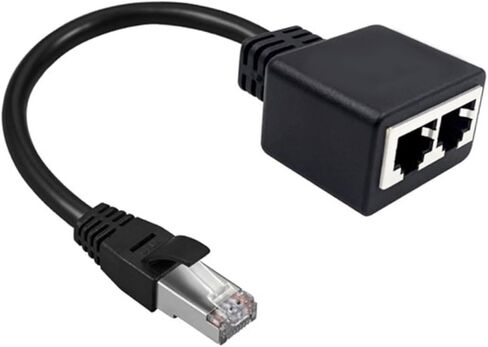 Ethernet Splitter, Ethernet Adapter, Ethernet Splitter High Speed Ethernet Cable Splitter for Super Cat5, Cat5e, Cat6, Cat 7, RJ45 1 Male to 2 Female LAN Ethernet Adapter（Black） in Kuwait