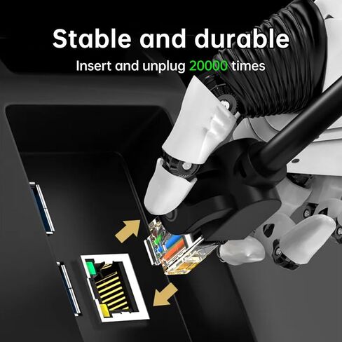 Ethernet Splitter, Ethernet Adapter, Ethernet Splitter High Speed Ethernet Cable Splitter for Super Cat5, Cat5e, Cat6, Cat 7, RJ45 1 Male to 2 Female LAN Ethernet Adapter（Black） in Kuwait