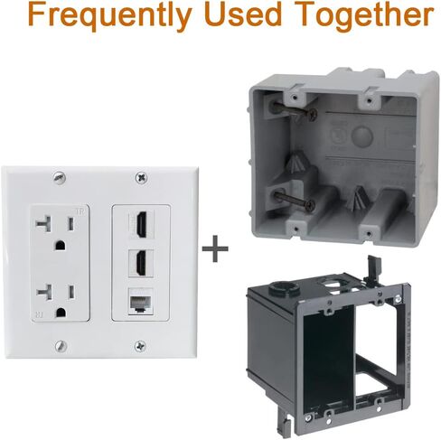 20امب مخرج طاقة مع 2 Port HDMI و 1 CAT6 لوحة الجدار Ethernet - 2 مخرج كهربائي عصابة ولوحة غلاف Ethernet HDMI - أبيض in Kuwait