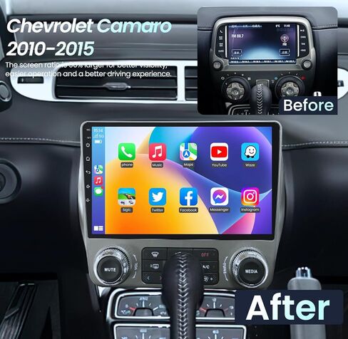 راديو سيارة لشيفروليه تشيفي كامارو راديو 2010-2015: Carplay Android Auto Stero مع 1280*800 دعم الشاشة GPS FM RDS Bluetooth SWC 1080p كاميرا in Kuwait