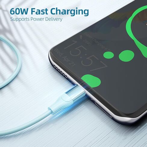 USB C to USB C Cable, 3 Pack 6 FT USB C Charger Cable 60W Type C to USB C Cable Fast Charging Cord for iPhone 15 Pro Plus iPad MacBook Samsung Switch LG and More in Kuwait