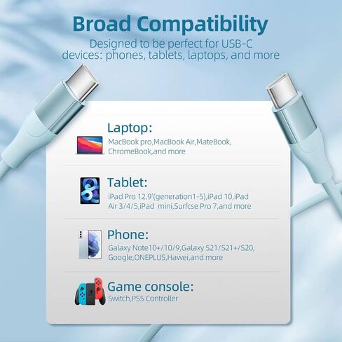 USB C to USB C Cable, 3 Pack 6 FT USB C Charger Cable 60W Type C to USB C Cable Fast Charging Cord for iPhone 15 Pro Plus iPad MacBook Samsung Switch LG and More in Kuwait