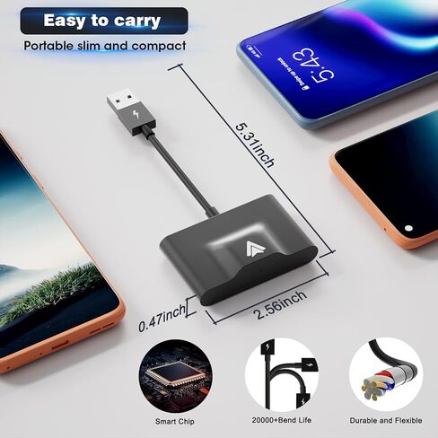 Wireless Carplay Android Auto Adapter ، 2024 Upgrade Plug & Play Dongle ، يحول Carplay Wired إلى Wireless ، ويعمل مع جميع السيارات السلكية الأصلية والهواتف Android in Saudi Arabia