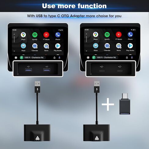 Wireless Carplay Android Auto Adapter ، 2024 Upgrade Plug & Play Dongle ، يحول Carplay Wired إلى Wireless ، ويعمل مع جميع السيارات السلكية الأصلية والهواتف Android in Saudi Arabia