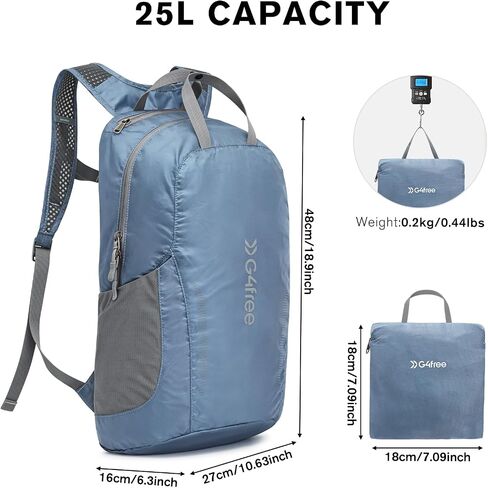 G4free 25L خفيفة الوزن على ظهره على ظهره على سفر Daypack قابلة للطي مقاومة للماء للنساء الرجال （أخضر رمادي） in Kuwait