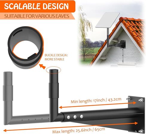 26 بوصة من حائط النجوم الطويلة ، جبل Starlink V2 القابل للتطوير ، طقم تثبيت Starlink الثقيل مع محول Starlink ، Mount Starlink Pole for Starlink Internet Kit Satellite in Kuwait