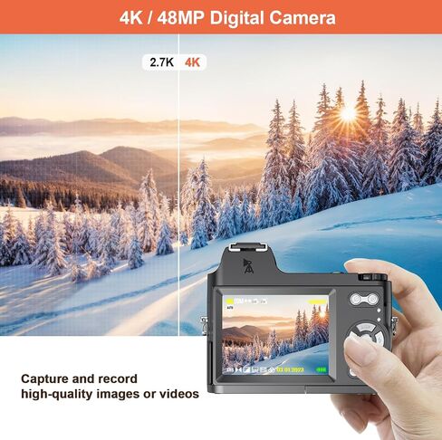 4K Digital Camera for Photography, 48MP Vlogging Camera for YouTube with 32GB SD Card, 3" LCD Screen, Anti-Shake,18X Digital Zoom in Saudi Arabia