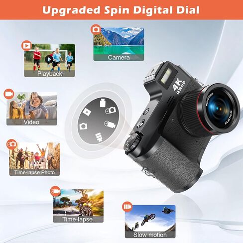 4K Digital Camera for Photography, 48MP Vlogging Camera for YouTube with 32GB SD Card, 3" LCD Screen, Anti-Shake,18X Digital Zoom in Saudi Arabia