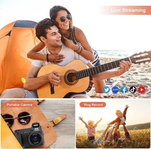 4K Digital Camera for Photography, 48MP Vlogging Camera for YouTube with 32GB SD Card, 3" LCD Screen, Anti-Shake,18X Digital Zoom in Saudi Arabia