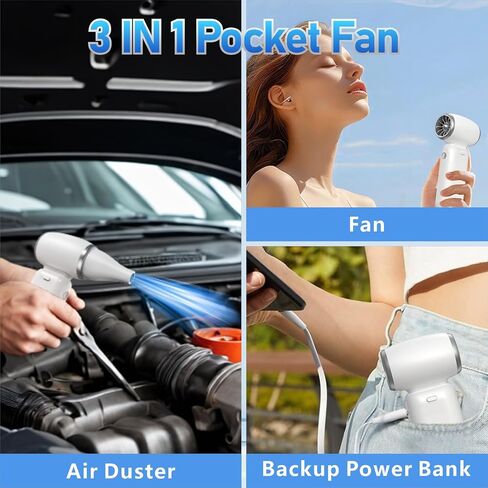 Compressed Air Duster, 3 Adjustable Mini Air Blower 150000 RPM Jet Blower 8000mAh Electric Air Duster for Computer Keyboard Car, Rechargeable Cordless Turbo Fan Replace Compressed Air Canned in Saudi Arabia