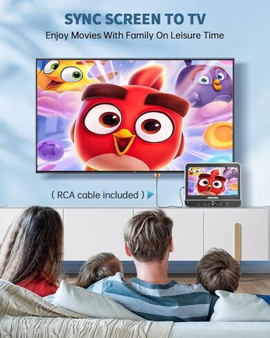 1080 "مشغل DVD محمول مزدوج مع إدخال 1080p HDMI ، Arafuna Car DVD Player شاشة مزدوجة تشغيل نفس أو فيلمين مختلفين ، مشغل DVD مسند الرأس لدعم السيارة USB/SD ، آخر الذاكرة in Kuwait